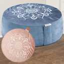 Hihealer Meditation Cushion, Traditional Tibetan Meditation Pillow Velvet Cover - Large Floor Cushion Seating for Adults - Yoga Buckwheat Bolster for WomenMoms