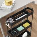 SPACELEAD Slim Storage Cart 4 Tier, Bathroom Organizer Rolling Utility, Mobile Shelving Unit Slide Out for Office, Kitchen, Laundry Room & Narrow Places, Black