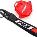 MOWOK For Yamaha YZFR1 YZF R1 Accessories Motorcycle Key Shell Cover Case & Badge Keyring (Red)