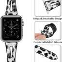 2 x TILON Leopard Bands Compatible for Apple Watch Band 38mm 40mm 41mm/42mm 44mm 45mm, Waterproof Genuine Leather&Soft Silicone Strap Replacement for iWatch Series SE 7 6 5 4 3 2 1 Women Girls (Black)