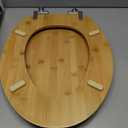 Angol Shiold ELONGATED Bamboo Wood Toilet Seat Soft Close Zinc Alloy Strong Hinges, Light, Easy to Install & Clean, Up to 400 lbs (Elongated 18.5", Natural Bamboo)