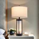 Modern Table Lamps for Living Room, Industrial Beside Lamps with 2 USB Ports, Rustic Nightstand Lamp with White Frosted Glass Night Light for Bedroom End Table Entryway, 2 Bulb Included