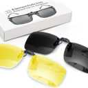 Polarized Clip-On Sunglasses for Driving, UV Protection, Flip-Up Sunny and Low Light Combo Set, Slim Clip Design