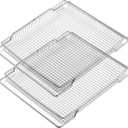 BOV800XL Air Fryer Basket Replacement Parts for Breville Smart Oven Air Fryer Rack 304 Stainless Steel 14’’ x 11.5’’ Toaster Oven Wire Rack B0V800XL B0V845 BSSUSC BOV845BSS Mesh Air Fry Basket 2 Pcs