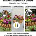 24 Window Box Railing Planter with Coco Liner Metal Wall-Mounted Coconut Liner Planter Basket English Horse Trough Planters for Outdoor Deck Balcony Porch Fence Patio Black (2 Pack)