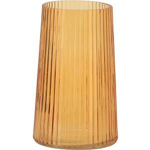 Amber Glass Vase for Flower, Flower Vase for Bouquet, Modern Glass Vases, Ribbed Vases for Living Room, Bedroom, Dining Table, Office, Wedding, Centerpieces, 8 Inches (Large)