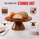 Mela Artisans Wooden Cake Stand 12 Inch | Medium Polish Mango Wood Pedestal Riser | Footed Cupcake & Dessert Stand | Multipurpose Cake Display for Home Decor | Dining Table | Pastries