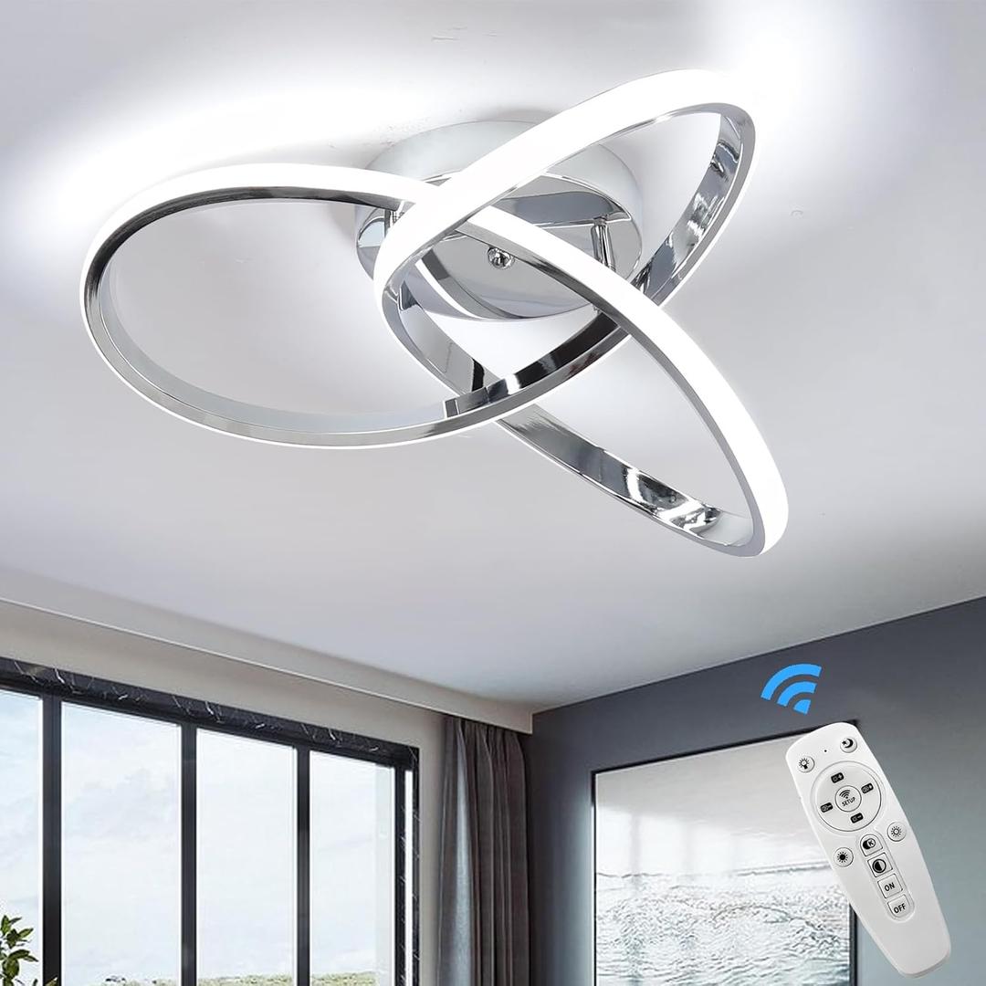 CANEOE Modern Ceiling Light Fixtures,42W Dimmable Flush Mount Led Ceiling Light with Remote Control, Creative Design Close to Ceiling Light for Bedroom Kitchen Living Dining Room Office, 38cm FlowerDimmable