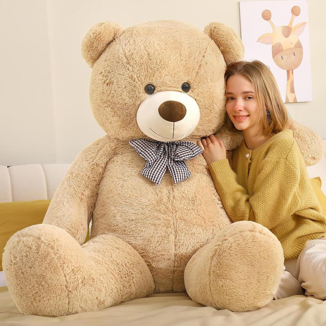 MorisMos 140 cm Giant Teddy, Light Brown Large Teddy Bear XXL, Soft Cuddly Bear Plush Bear XXXL, Birthday Gifts Children