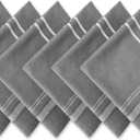 DII French Stripe Tabletop Collection Farmhouse Style Dining Table Linen Napkin Set, 20x20, Gray Chambray, 6 Piece
