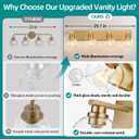 Bathroom Light Fixtures, 4-Light 29 Inch Brushed Gold Bathroom Vanity Light, Modern Wall Sconces with Clear Glass Globe Shades, Vanity Lighting Fixtures Over Mirror, E26 Socket (Bulbs Not Included)