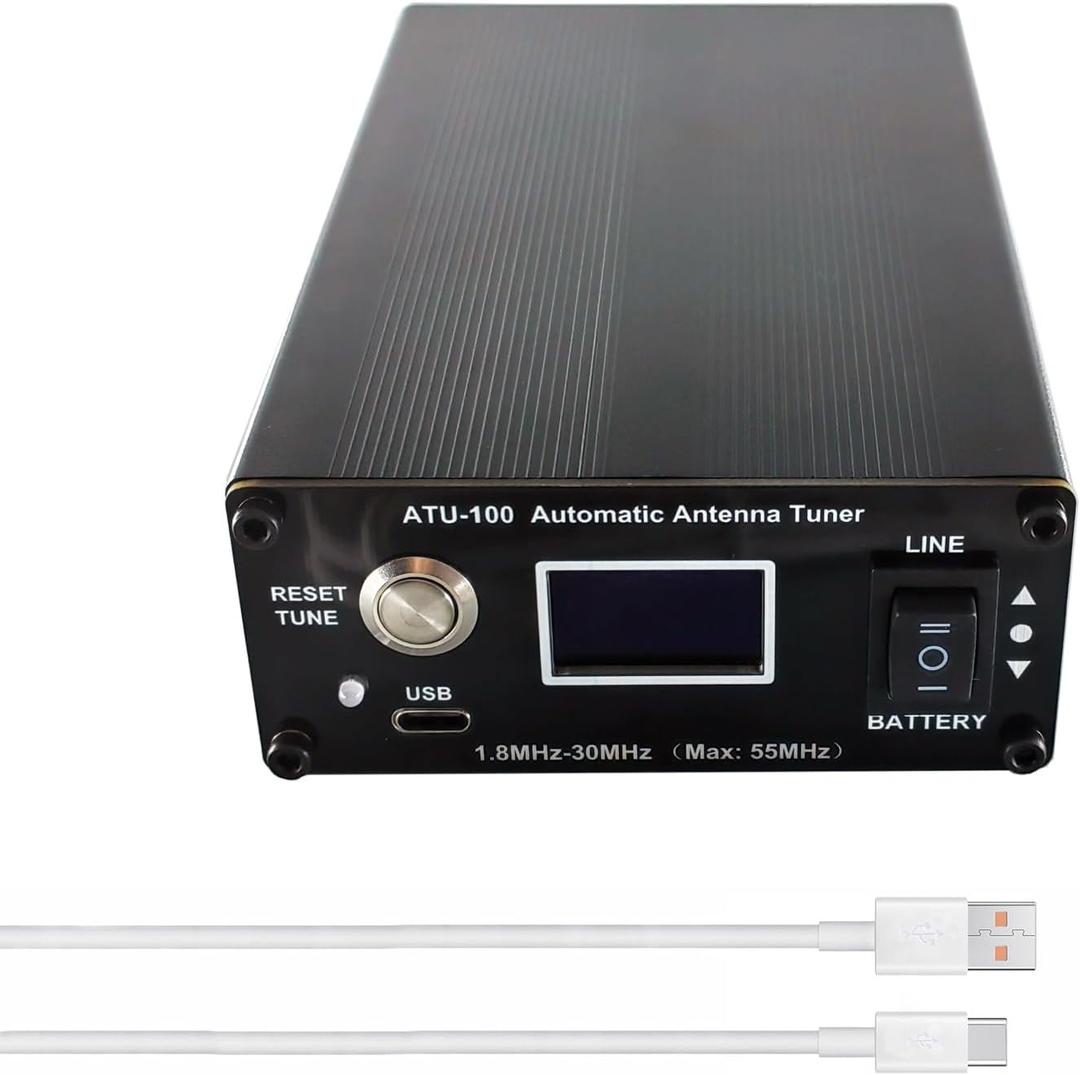 V3.2 ATU-100 EXT Automatic Antenna Tuner for Ham Radio 1.8-55MHz, Low SWR Tuner, Compact Design, Works with Amateur Radio Equipment, Ideal for POTA/SOTA/DX with 5000mAh Battery