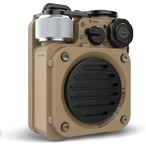 Muzen Portable Bluetooth Speaker, Wild Mini Rugged Travel Outdoor Speaker, Wireless Waterproof IPX5 with Flashlight, Stereo Sound, Metal Wild Look, for Adventure, Camping, Hiking (Dark Yellow)