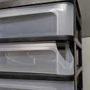 IRIS USA Plastic Desk Top 3-Drawer Storage Organizer with Paper Tray Top, 1-Pack, for Makeup Vanity Nail Polish Bathroom Stationery Art Craft Supplies Kitchen Office Garage Organization, Medium, Black