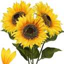 Large Sunflowers Artificial Flowers 8" Full Bloom Long Stem Artificial Sunflower 33" Tall Sun Flowers Giant Silk Sunflowers with Stem Fake Sunflower Floral Arrangement for Home Wedding Decoration