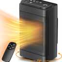 Space Heaters for indoor use, 1500W Portable Heaters with Remote, PTC Ceramic Electric Heater for Bedroom, 70Oscillation, 12h Timer, Noise level below 37dB (QX-BLACK)