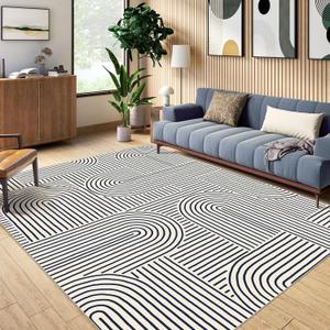 Washable Area Rug 8x10 - Large Indigo Boho Rugs for Living Room Soft Abstract Bedroom Rug Ultra-Thin Modern Rainbow Carpet Dining Room Nursery Room Home Decor