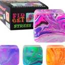 4Pack Fidget Toys Mini Squishy Stress Cube, Stress Balls for Kids, Adults Squishies Anxiety Stress Relief, Ice Squishy Cube Sugar Balls, Sensory Toys for Kids with Autism, Fidgets for Classroom Prize