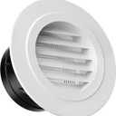 Hon&Guan Soffit Vents 4 Inch, Round Exhaust Air Vent Cover with Built-in Fly Screen for Bathroom Kithchen Office Home, White