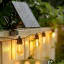 Minetom 100FT Solar-String-Lights-Outdoor-Waterproof, 31+2LED S14 Shatterproof Bulb, Patio Lights with Remote Type-C Port Timable, 3 Light Modes Dimmable Solar String Lights for Outside, Yard, Camping