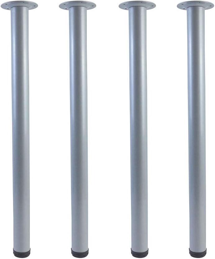 QLLY 28 inch Adjustable Metal Desk Legs, Office Table Furniture Leg Set, Set of 4 (Grey)