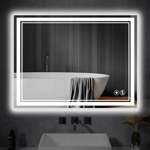 24 x 36 LED Bathroom Mirror with Lights Front and Backlit Anti-Fog Dimmable 3 Colors LED Mirror for Bathroom Memory Function Smart Mirror Wall Mounted Horizontal/Vertical
