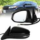Left Driver side Mirror Fits 2014-2019 Toyota Highlander With Power Glass, Heated,Turn Signal and Manual Folding,Without Blind Spot Match Black Replace 87940-0E130(6Pins)