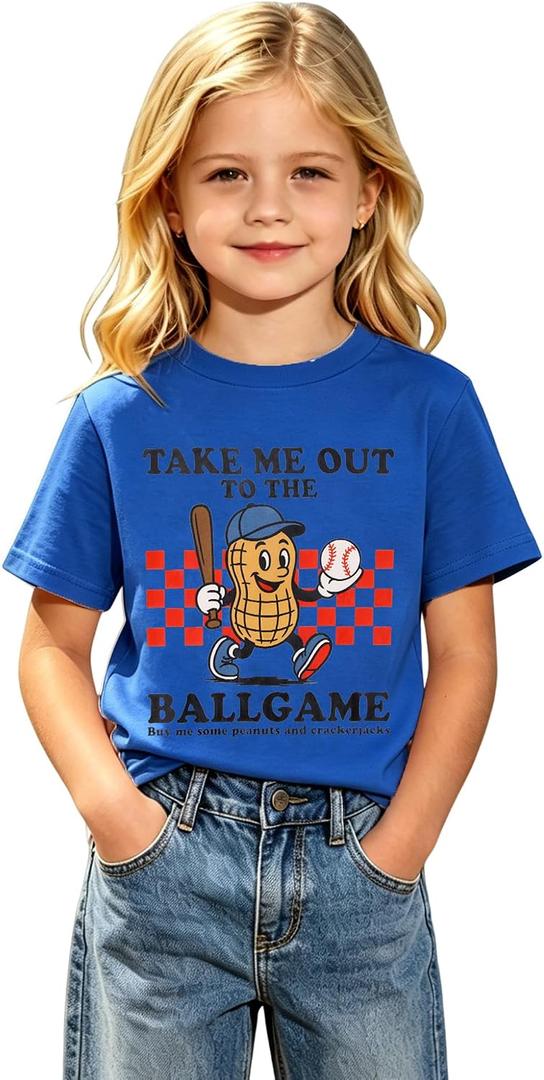 MODNTOGA Baseball Shirt for Toddler Boy Girl Take Me Out to The Ball Game Shirt Kid Funny Game Day Tops Baseball Lover Outfit (Blue)