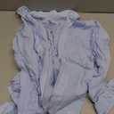 Womens Beach Cover Up Long Sleeve Button Down Swimsuit Bikini Coverup Shirt (Blue, L)
