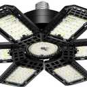 1 Pack Garage Light, 200W 20000LM 6500K LED Shop Lights, Garage Lights Ceiling Led with 6+1 Deformable Panels, Screw in E26/E27 Socket Bulb for Warehouse, Workshop, Basement, Barn Lighting, Black 