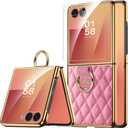 Miimall for Samsung Galaxy Z Flip 7 Dustproof Case, Ring & Screen Protector, Full Body Non Slip Hard Women Heavy Duty Shockproof Cute Slim Durable Bumper Case for Galaxy Z Flip 7 2025 Cover, Pink