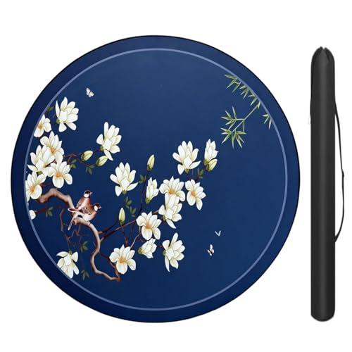 SOLUMINIX Round Mahjong Mat 39 Inch, Non-Slip Table Topper with Rubber Backing, Large Playmat for Poker, Cards, and Board Games (Blue,100cm)