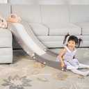 Indoor Kids Baby Couch Slide for Toddler 1-3, Sofa Slide Add-on Attachment for Bed Nugget Playgrounds, with Secure Base Guardrail, Gentle Slope Extended Buffer Zone, Fun Car Design, Pink