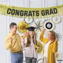 Graduation Decorations 2026 | Congrats Grad Banner Set | Black and Gold Graduation Decorations | Black Congrats Grad Sign with Gold Fringe Backdrop for Graduation Party Decorations - KatchOn