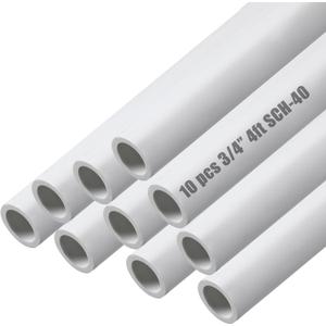 Sasylvia 10 Pcs White PVC Pipe DIY Projects Sch40 Furniture Grade for Home, Greenhouse, Garden, Farm, Workshop (3/4 Inch,4 Ft)
