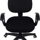 Smiry Stretch Jacquard Office Computer Chair Covers, Removable Washable Universal Desk Rotating Chair Slipcovers Protector, Seat + Backrest Cover, Black