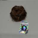 Human Hair Bun Hair Piece Chocolate Brown Tousled Stretchy Fluffy Donut Updo Elastic Rubber Band Human Hair Tousled Updo Extension(1 Count #4 Medium Brown)