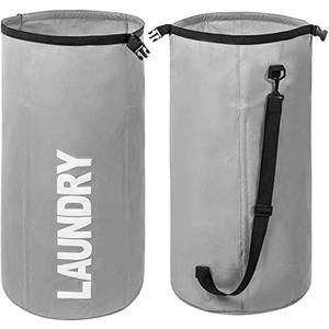 WOWLIVE Extra Large Foldable Laundry Bag Laundry Basket Collapsible Laundry Hamper Backpack Liner Dirty Clothes Hamper Standing Waterproof Hampers for Dorm Room (Gray)