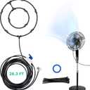 Fan Misting Kit for Outdoor Cooling 26.3 FT Misting Hose 8 Brass Misting Nozzles Outdoor Fan Misting Cooling System Water Misting Fan for Outdoor Patio Garden Backyard Greenhouse Breeze