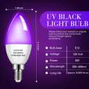 Qualirey 4 Pieces LED Black Light Bulb 6w E12 Base Blacklight Candle Bulb Glow in The Dark Party Level 395-400 Nm Halloween Black Lights for Home Stage DJ Disco, Body Paint, Neon Fluorescent Poster