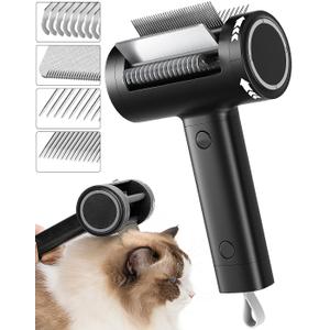 4-in-1 Cat Brush for Shedding, Undercoat Dog Grooming Rake for Deshedding Dematting, Hair Removal Comb Brush for Long & Short Haired Indoor Pets