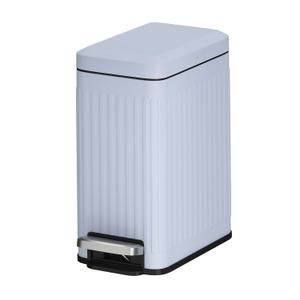 Slim Bathroom Trash Can with Lid Soft Close, 1.6 Gallon Stainless Steel Garbage Can with Removable Inner Bucket, Durable Step Pedal, Small Trash Bins for Toilet, Bedroom, Kitchen, Grey