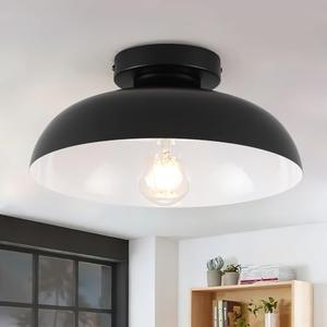 PAKOKULA Black Semi Flush Mount Ceiling Lights, Industrial Ceiling Light 12 Inch Close to Ceiling Light Fixtures for Bedroom Entryway Kitchen Hallway Porch Foyer Bathroom Laundry Barn