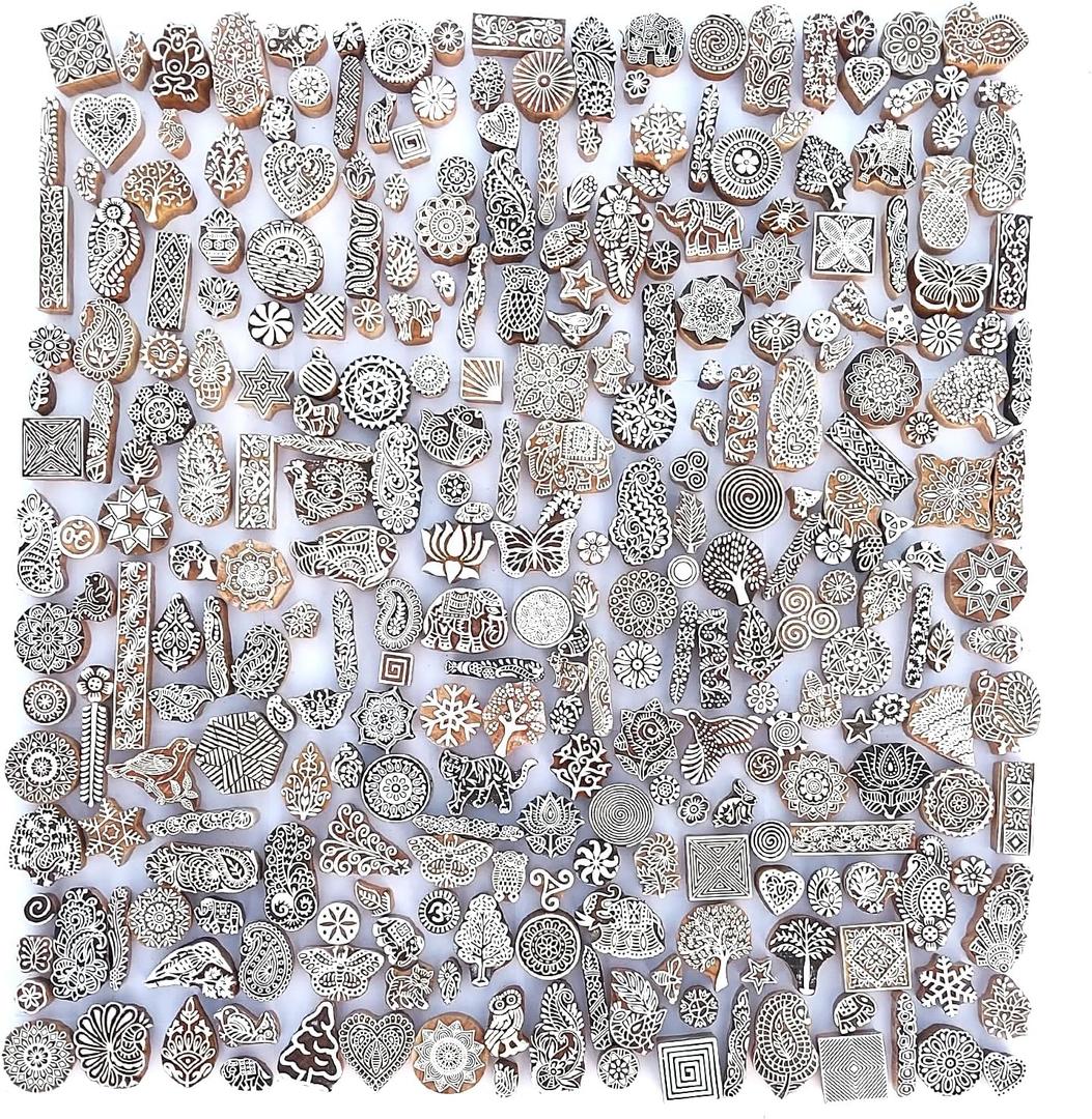 Royal Kraft Assorted Wooden Printing Stamps Bulk Pack of 25 Blocks