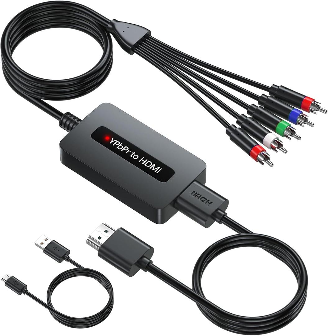 1080P Component to HDMI Converter, YPbPr to HDMI Adapter with Male YPbPr Connector - for Connecting DVD/STB with Female Component Output to HDTVs
