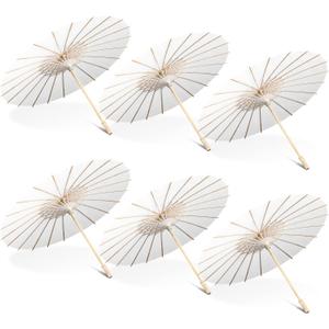 Sanwuta 8 Pcs 23.6 Inch Paper Parasol Umbrellas Chinese Japanese Handmade Oil Paper Sun Umbrella for Wedding Bridal Party Photo Props DIY Decor Garden Parties Tea Party Decorations