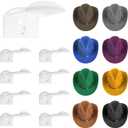 3.0 Inch Wall Hat Hooks (8 Pack) Strong Adhesive Cowboy Hat Rack with Anti-Slip Teeth, Multi-Purpose Hook for Keys & Accessories, Minimalist Hat Organizer, Western Room Decor Clear