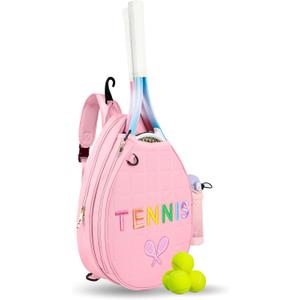 NZNDB Tennis Bags for Women Girl, Tennis Sling Crossbody Backpack, Water Resistant Tennis Bag for Pickleball, Tennis, Racketball (Pink)