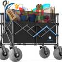 Beach Wagon with Big Wheels for Sand, 450LBS Heavy Duty Foldable Wagon Cart | 9" All-Terrain Inflatable Tires, Adjustable 200L380L Capacity, Ideal for Groceries, Camping & Sports