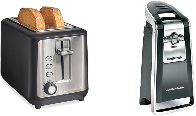 Hamilton Beach 2 Slice Extra Long Slot Toaster and Automatic Can Opener Bundle - Models 22996 and 76606ZA